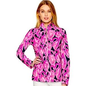 Lilly Pulitzer UPF 50+ Skipper PopOver Sweater Flamingos‎ XS Resortwear Preppy